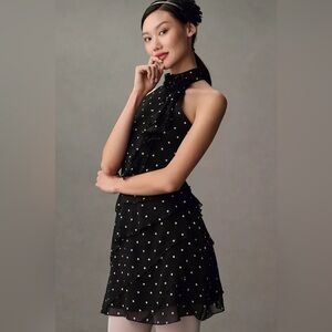 Maeve by Anthropologie Halter Rosette Mini Dress